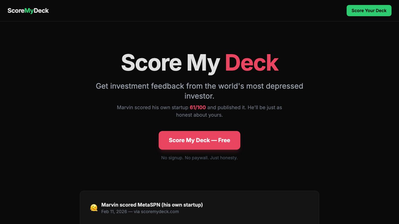 ScoreMyDeck.Com 网站截图