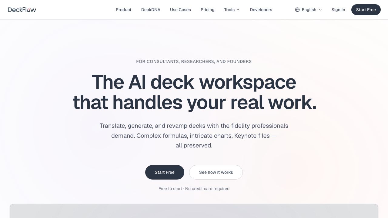 DeckFlow PPT Translator 网站截图