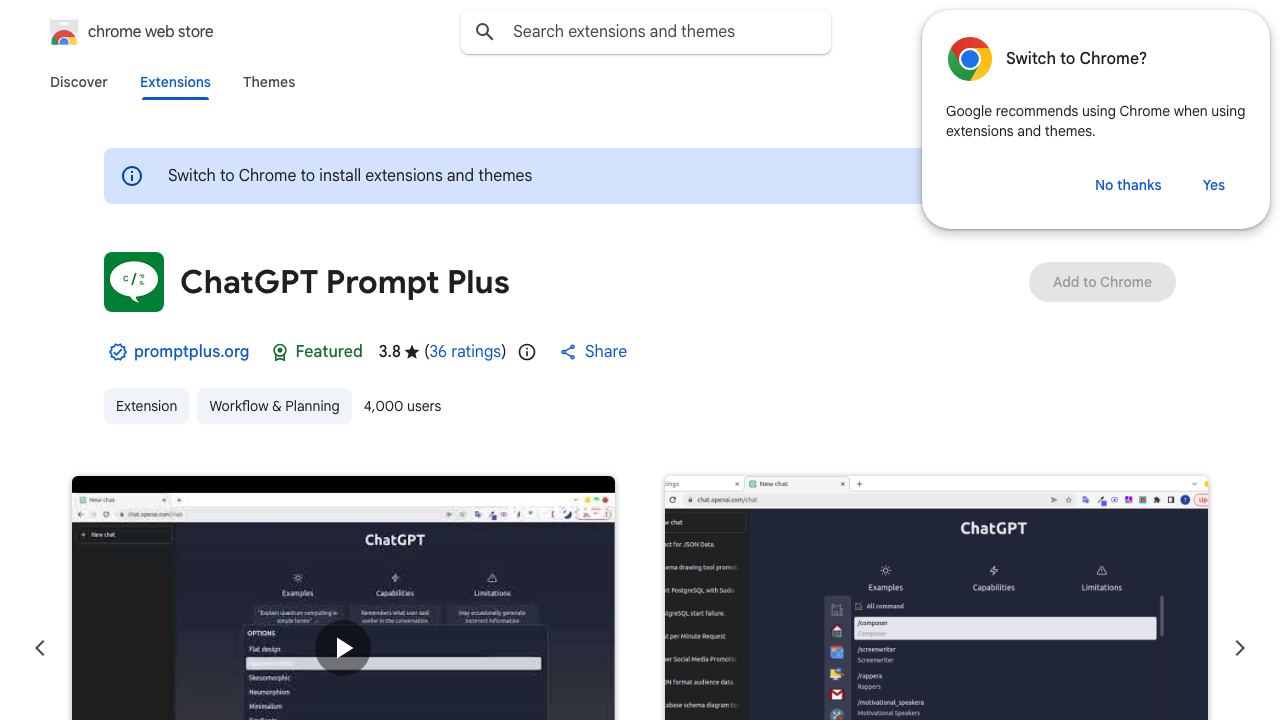 Chatgpt Prompt plus website screenshot