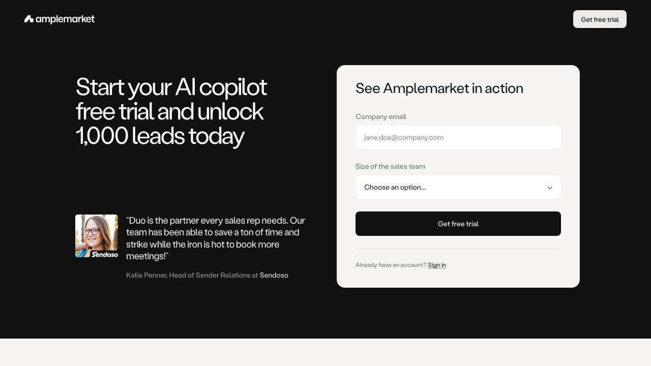 Amplemarket 网站截图