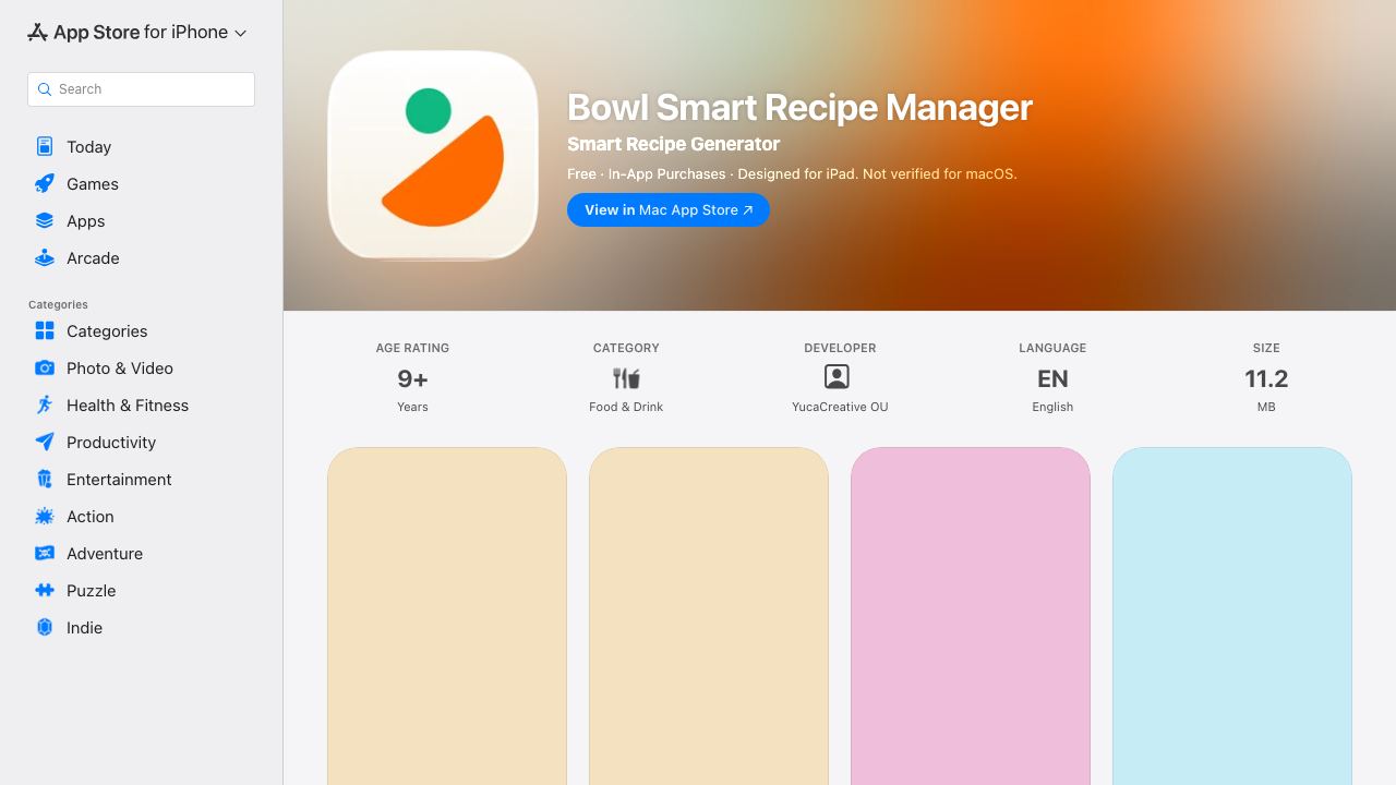 Bowl Smart Recipe Manager website screenshot