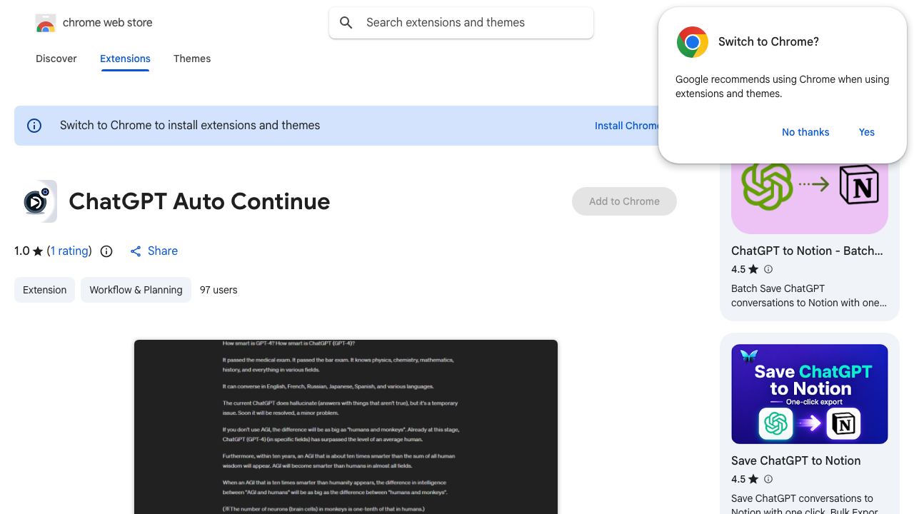 ChatGPT Auto Continue 网站截图