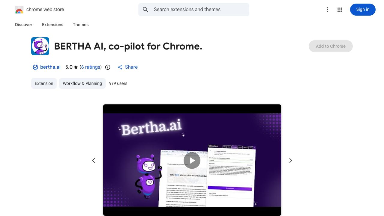 BERTHA AI, co-pilot for Chrome. 网站截图