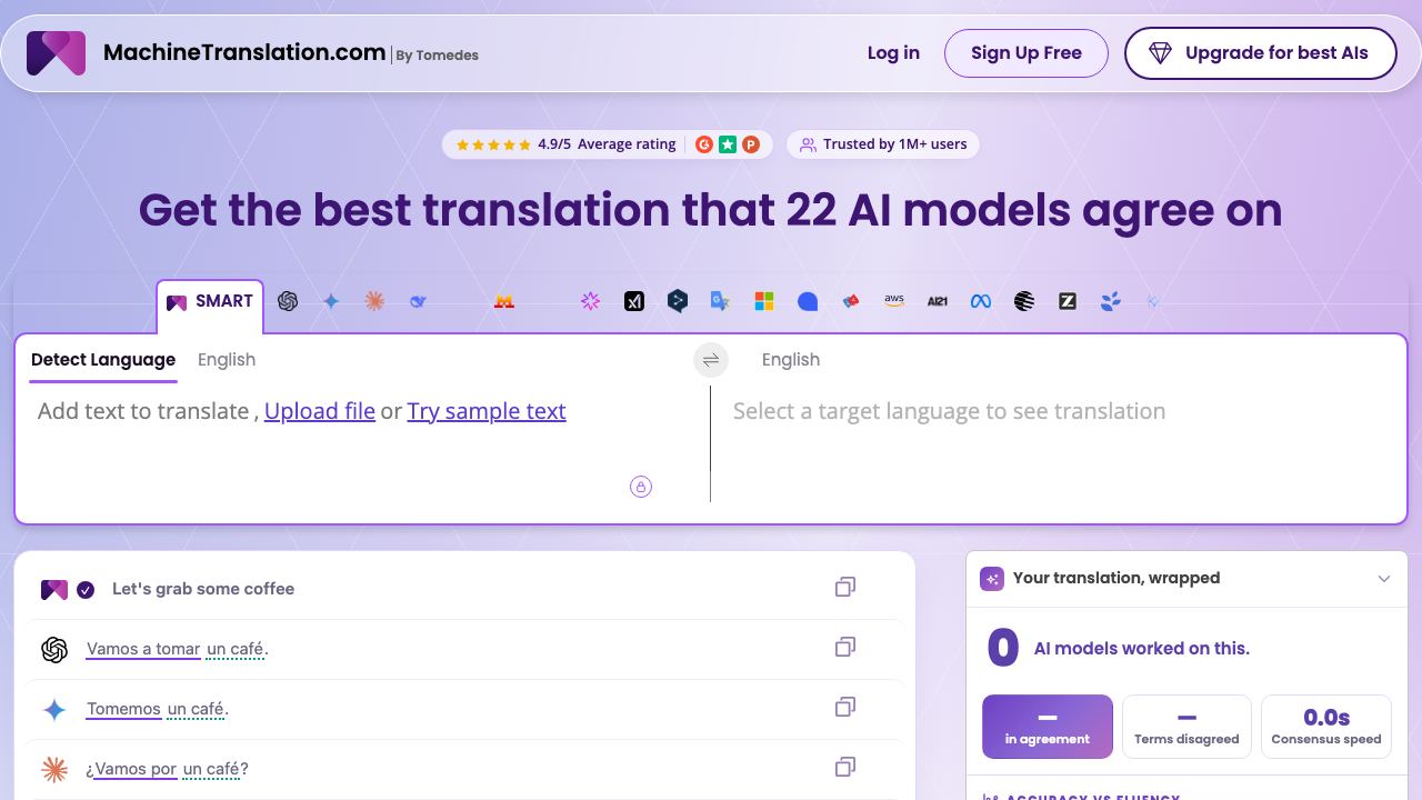Machine Translation website screenshot