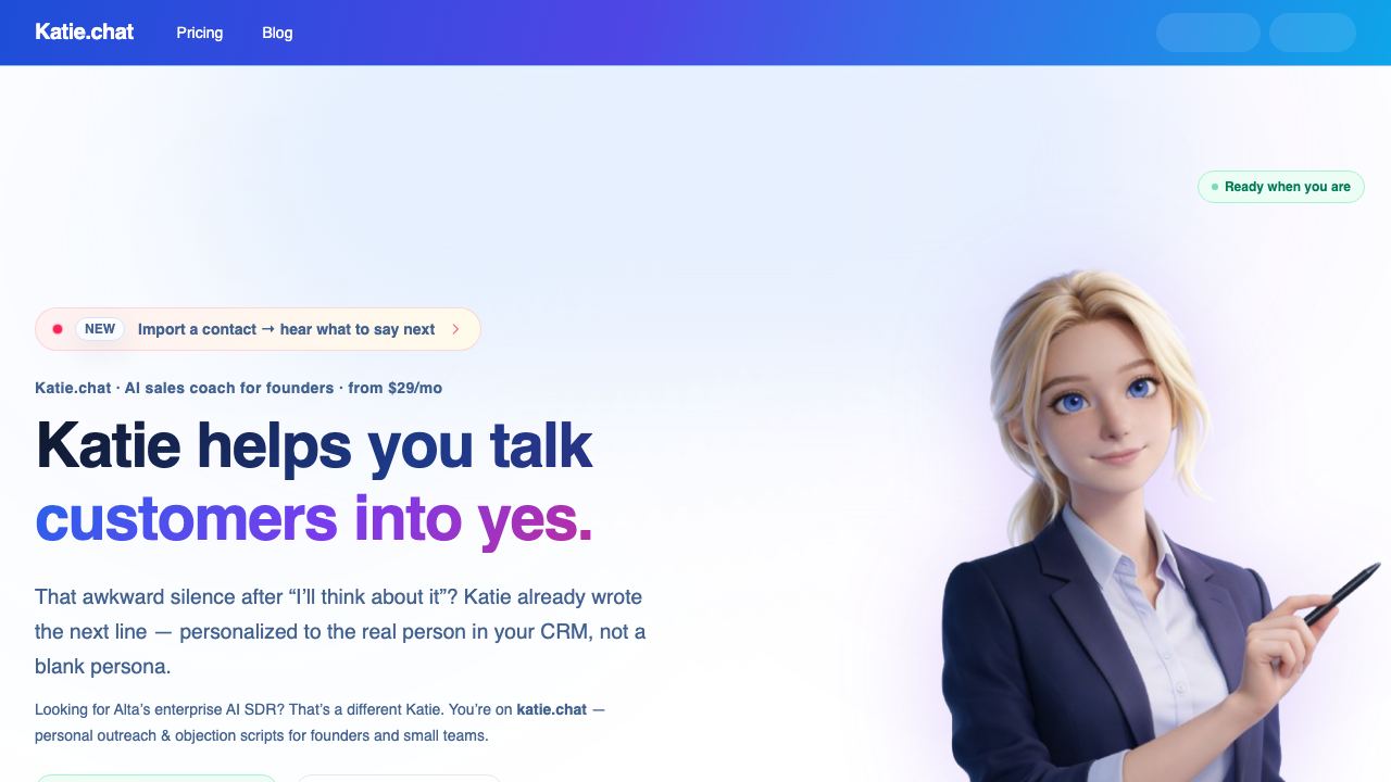 Katie AI Sales Agent WorkFlow Automation 网站截图
