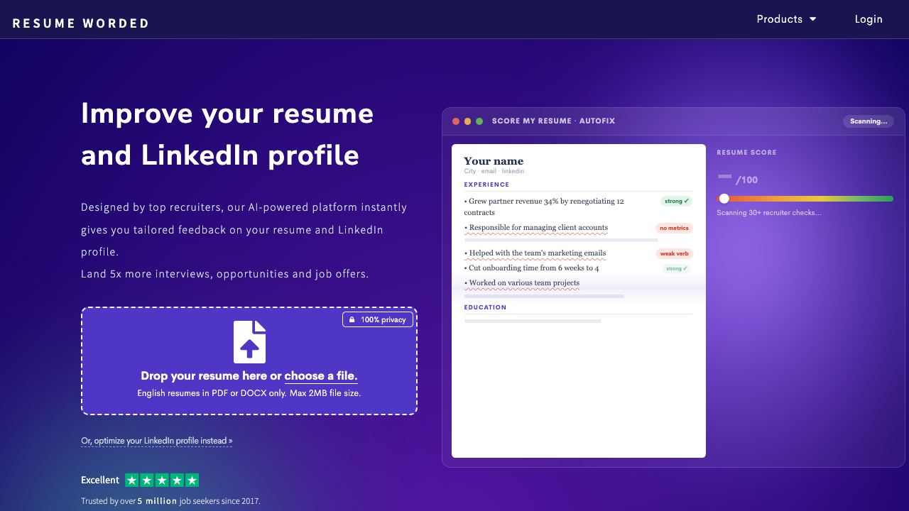 Resume Worded website screenshot