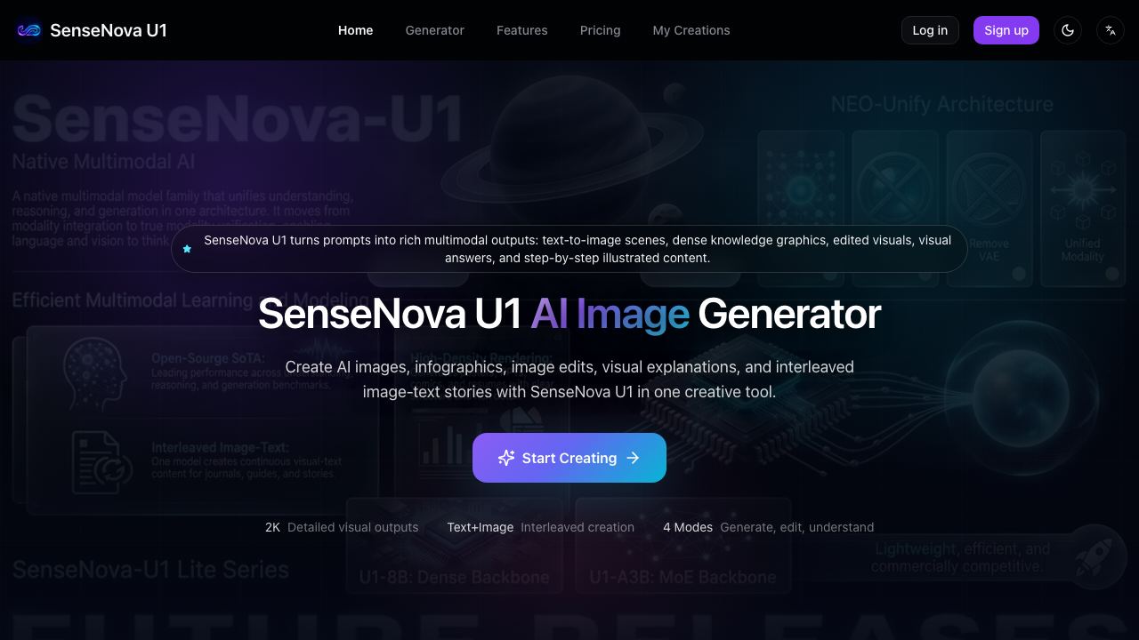 SenseNova U1 网站截图