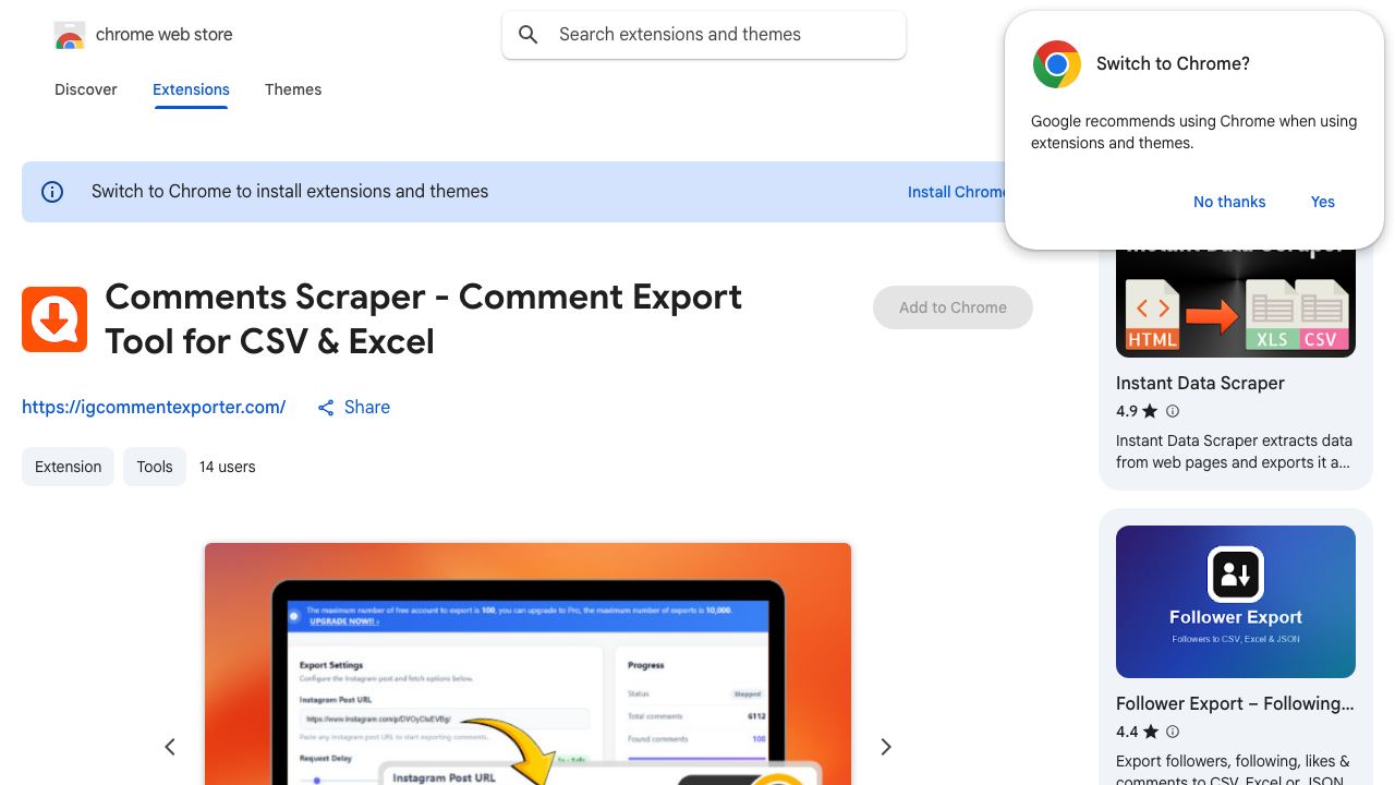 Instagram Comments Scraper 网站截图