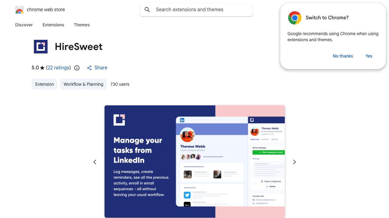 HireSweet website screenshot