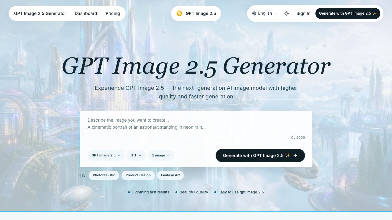 GPT Image 2.5 - gen 网站截图