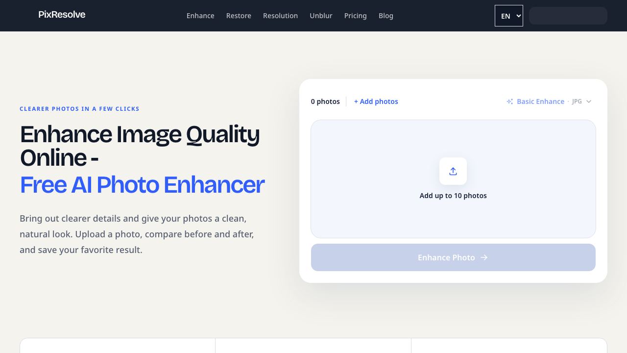 PixResolve website screenshot