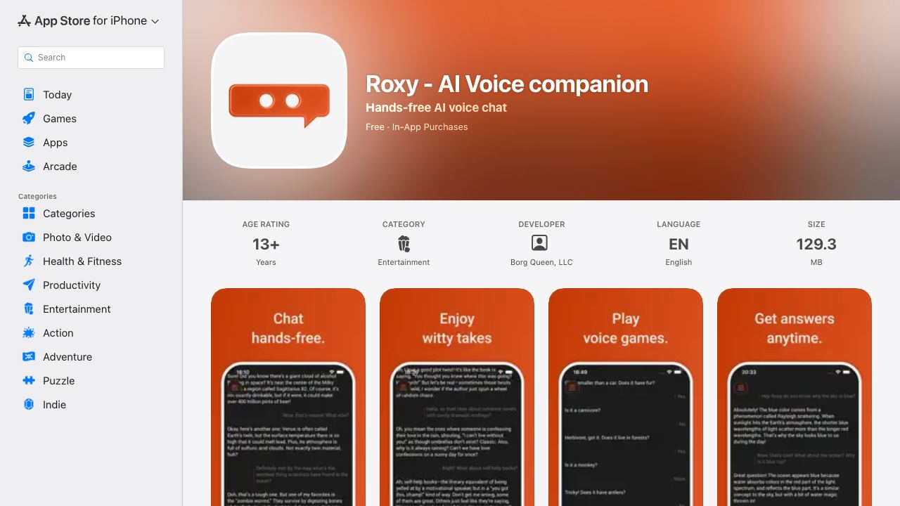 Roxy website screenshot