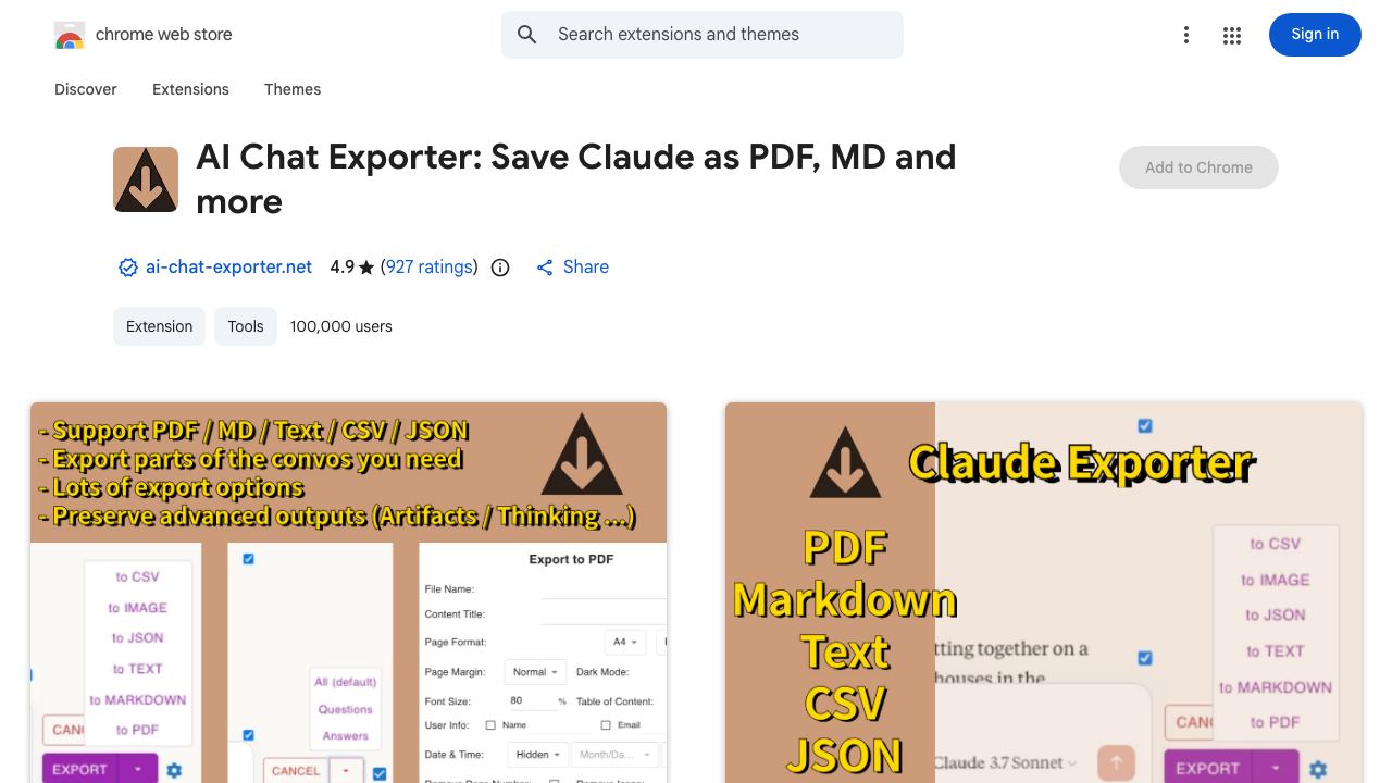 Claude Exporter - Extract chat convos easily 网站截图