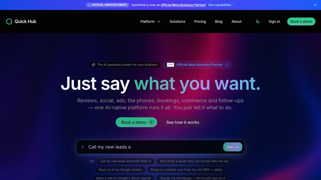 Quick Hub website screenshot