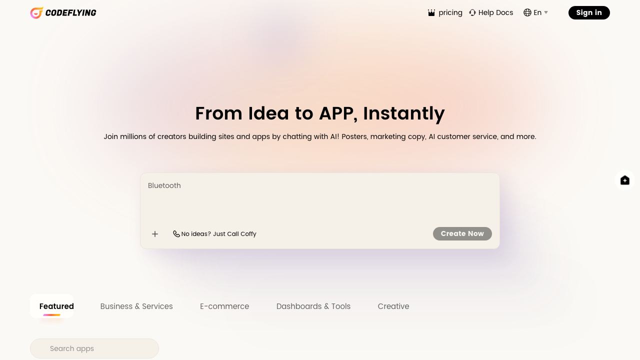 codeflying website screenshot