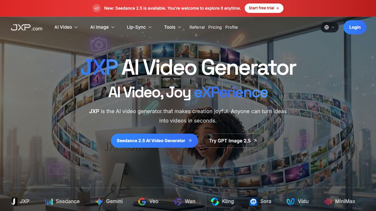 JXP AI Video Generator 网站截图