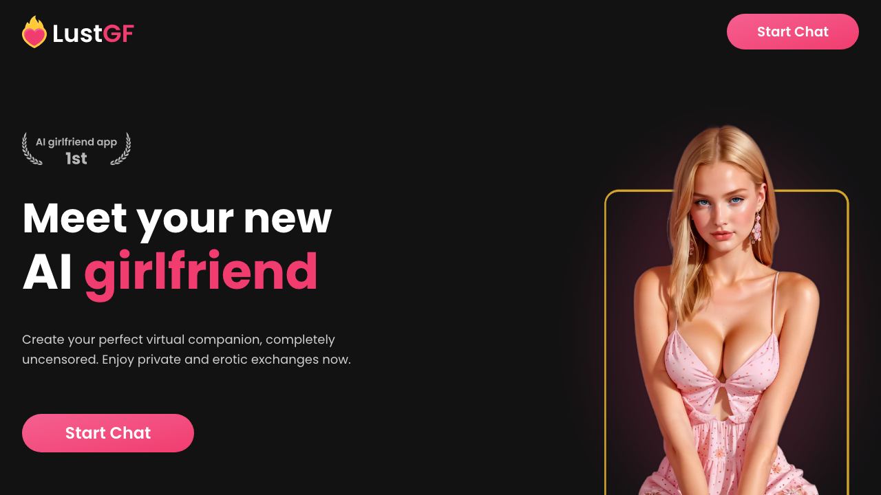 LustGF AI Girlfriend website screenshot