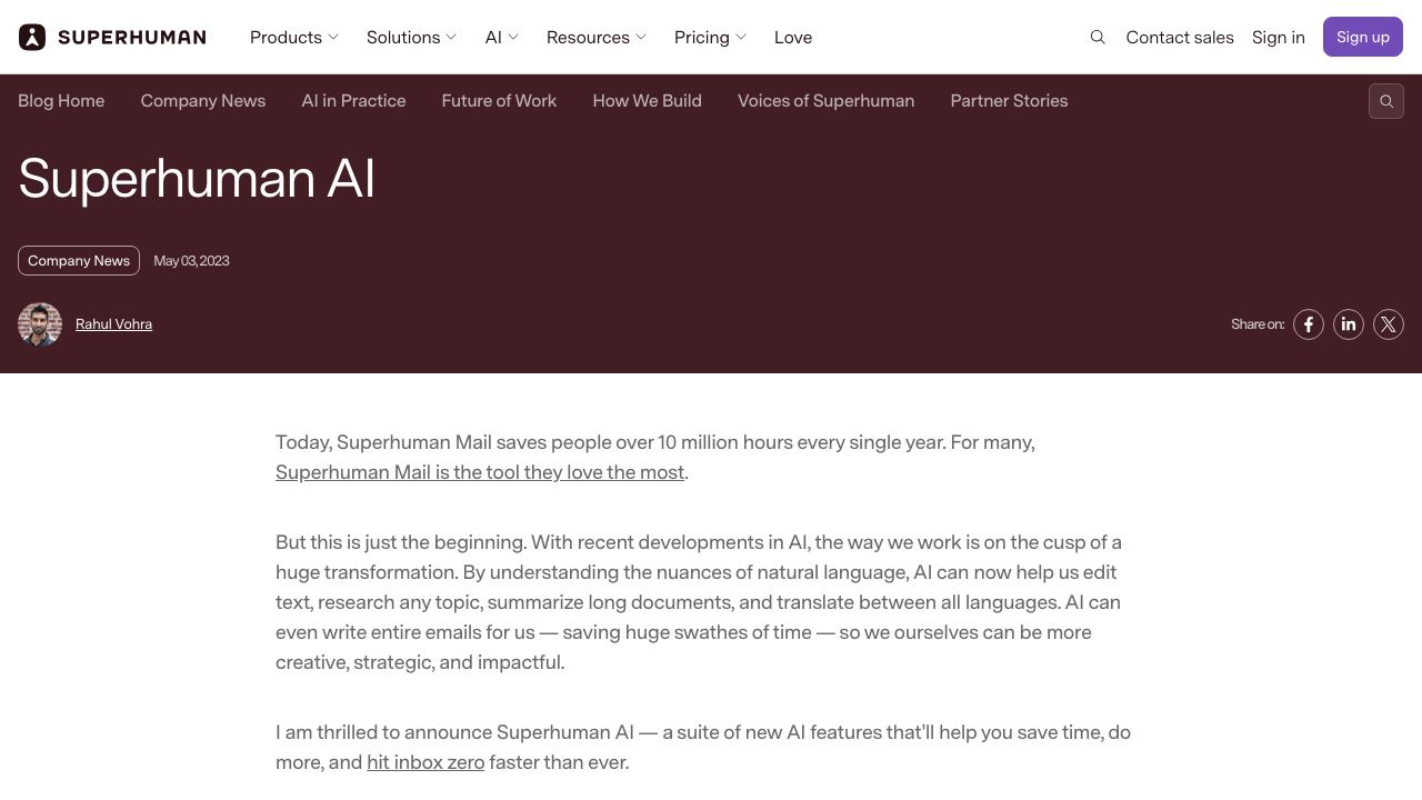 Superhuman AI website screenshot