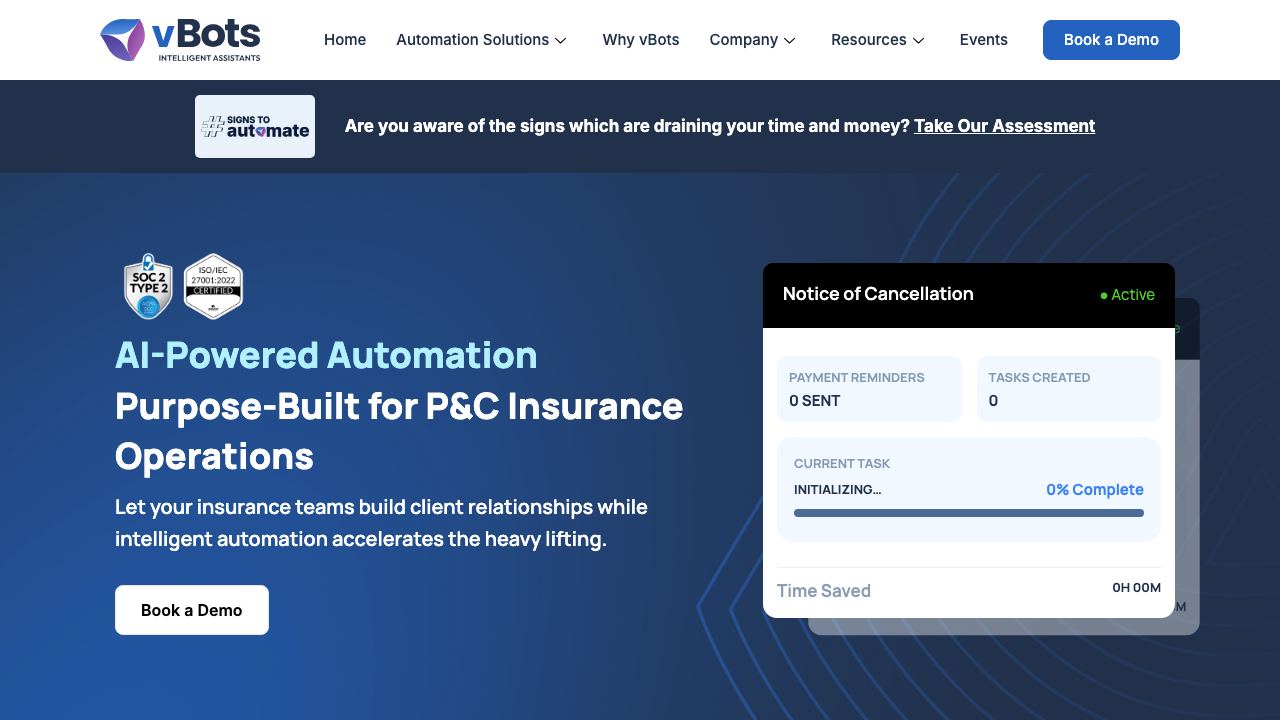 vBots website screenshot