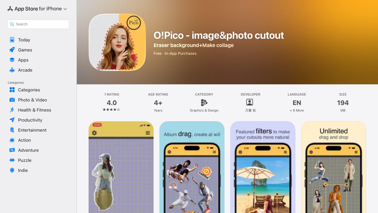 AI cutout for iPhone Photos 网站截图