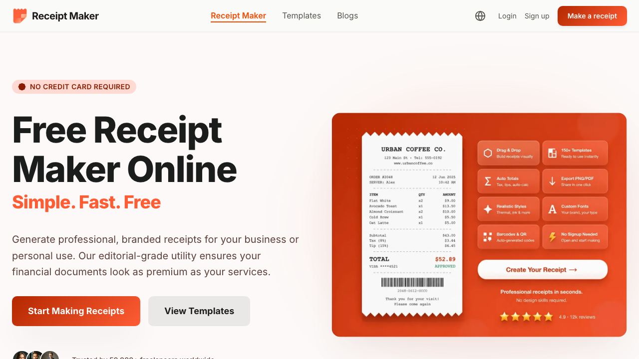 Free Receipt Maker 网站截图