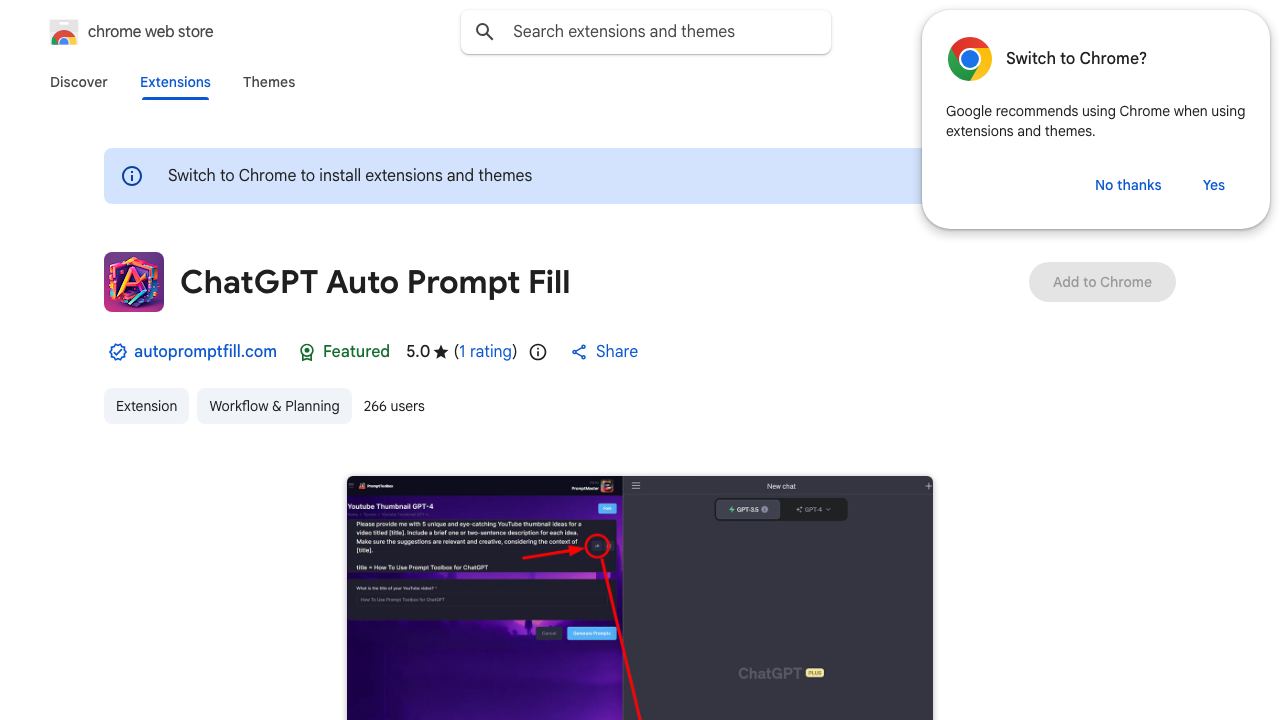 ChatGPT Auto Prompt Fill 网站截图