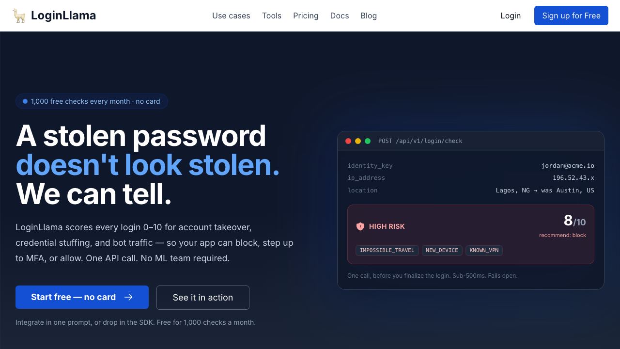 LoginLlama website screenshot