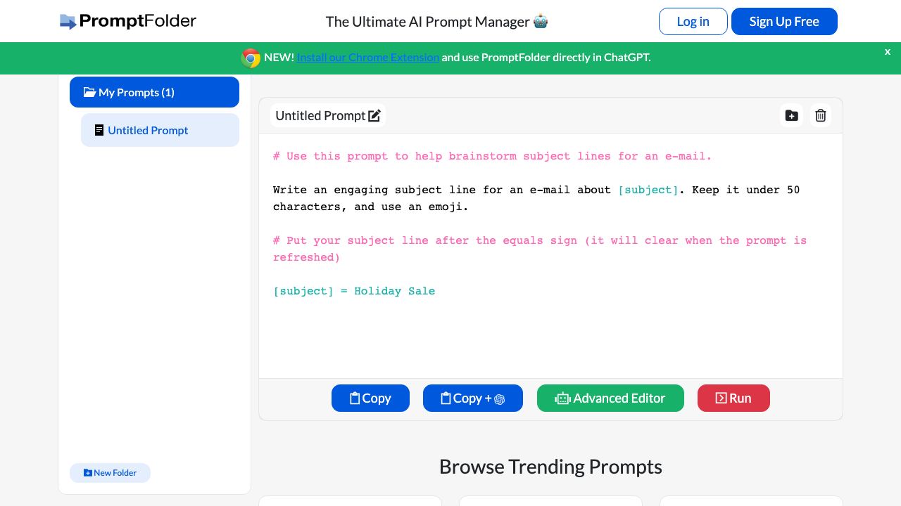 PromptFolder 网站截图