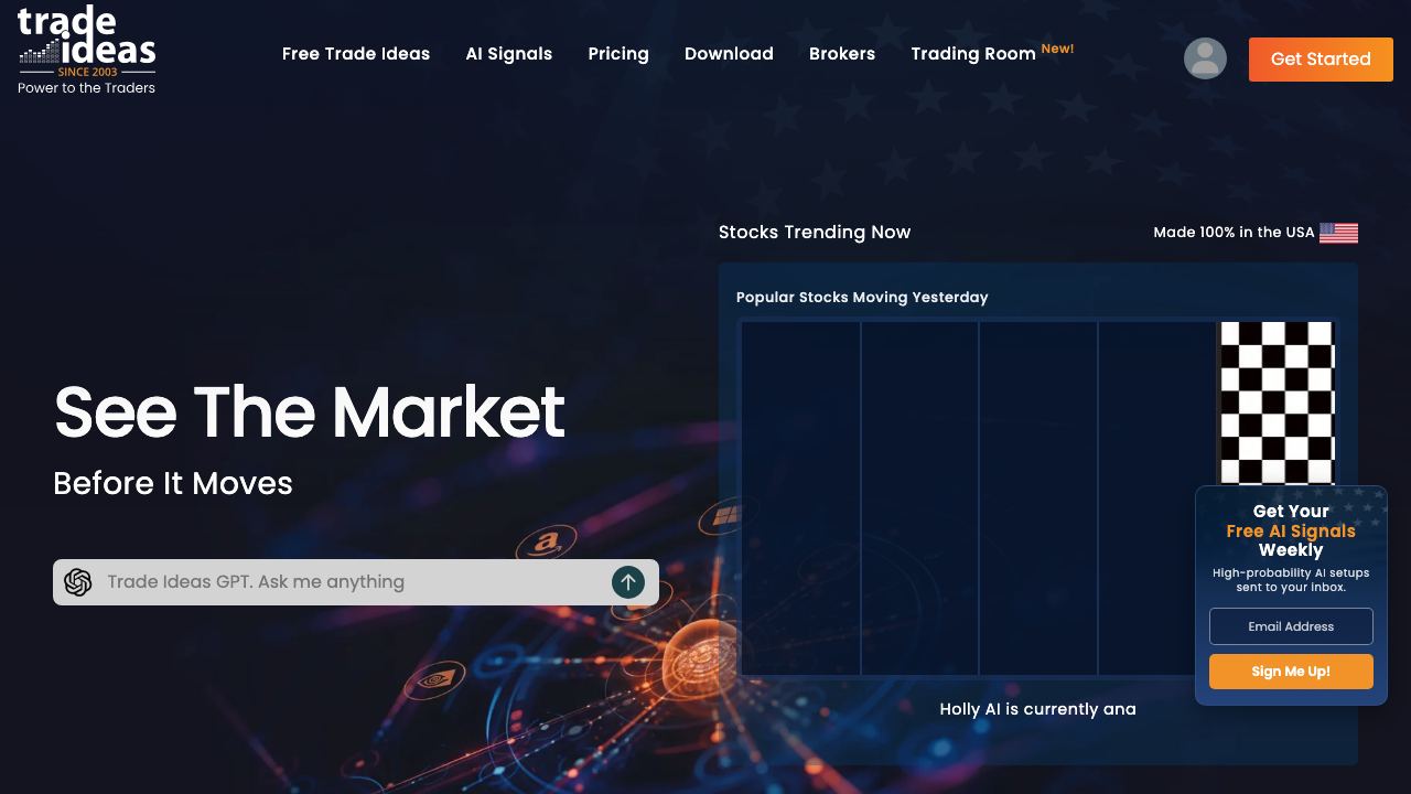 Trade Ideas website screenshot