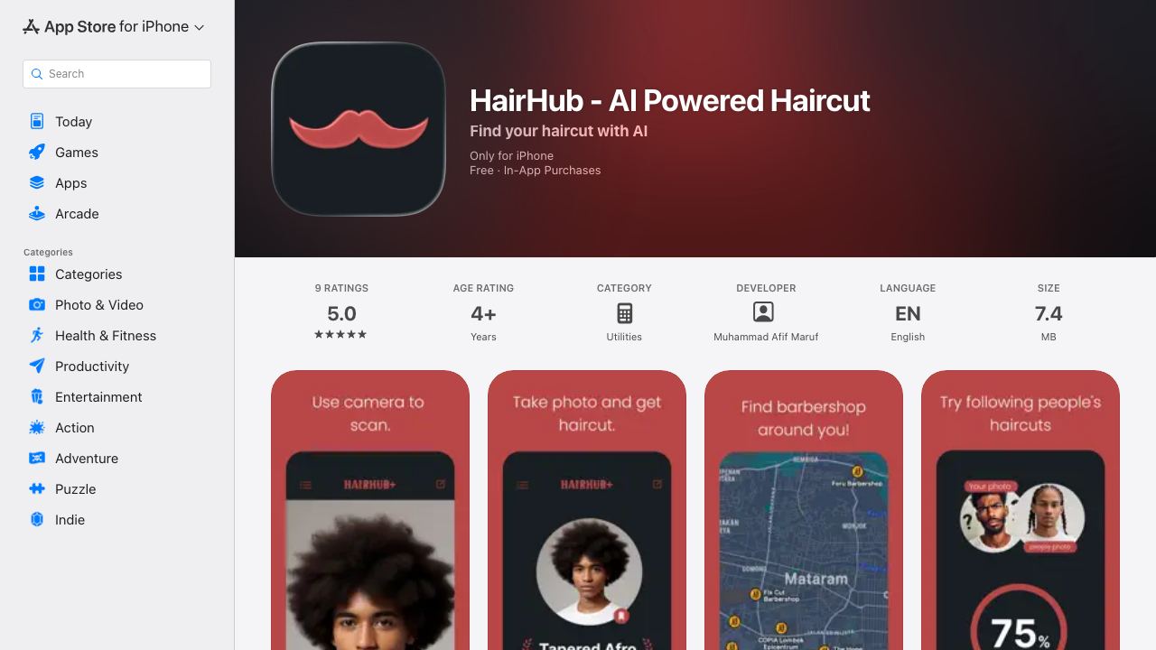 Hairhub - AI Powered Haircut 网站截图