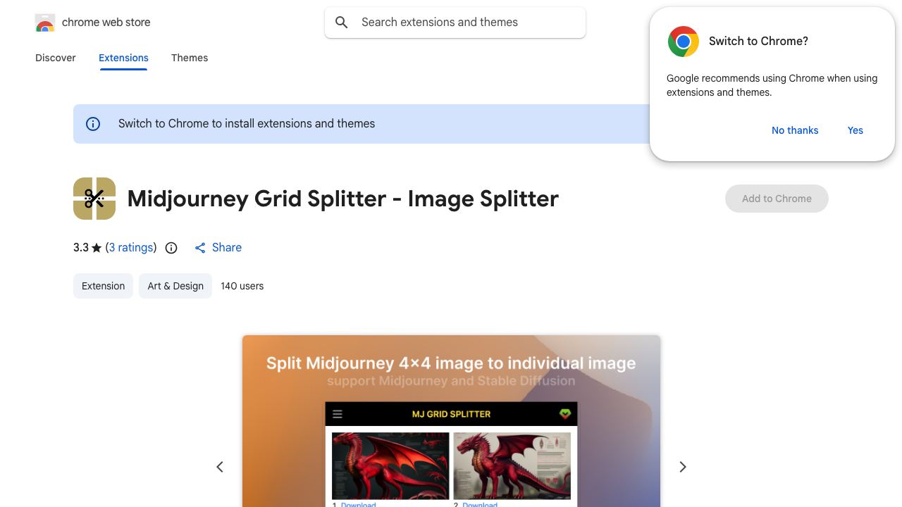 Midjourney Grid Splitter - Image Splitter website screenshot