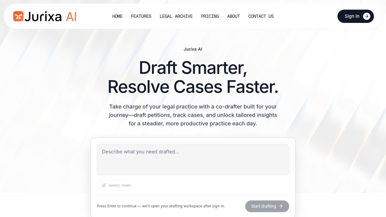 Jurixa AI 网站截图