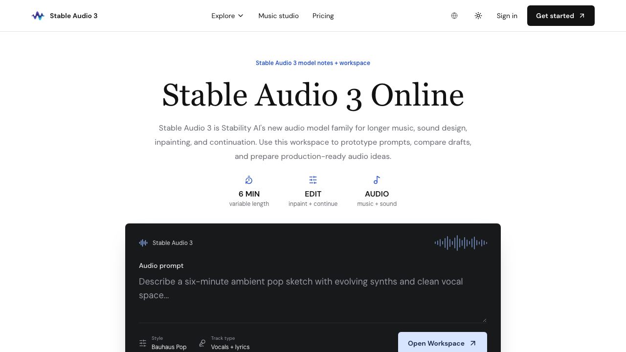Stable Audio 3 网站截图
