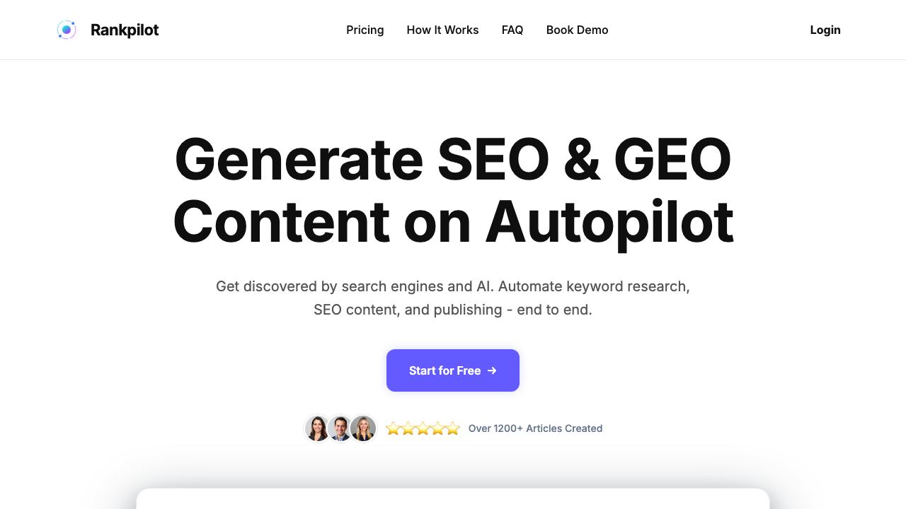Rankpilot - Generate SEO & GEO Content on Autopilot 网站截图