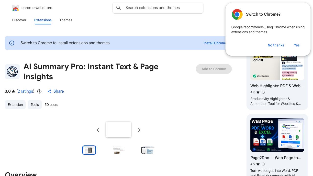 AI Summary Pro: Instant Text & Page Insights 网站截图