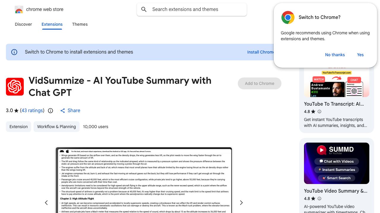 VidSummize - AI YouTube Summary with Chat GPT 网站截图