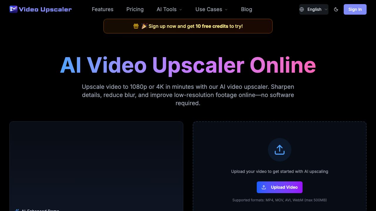 Video Upscaler 网站截图