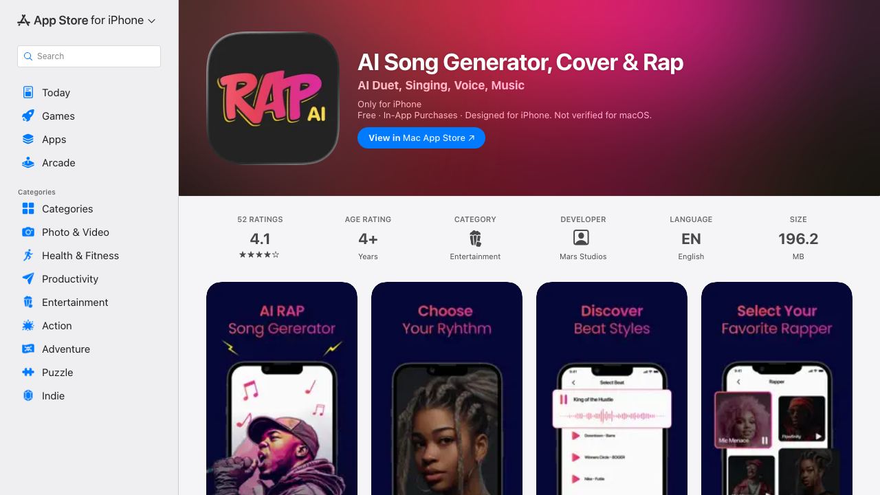 AI Rap Song Generator 网站截图