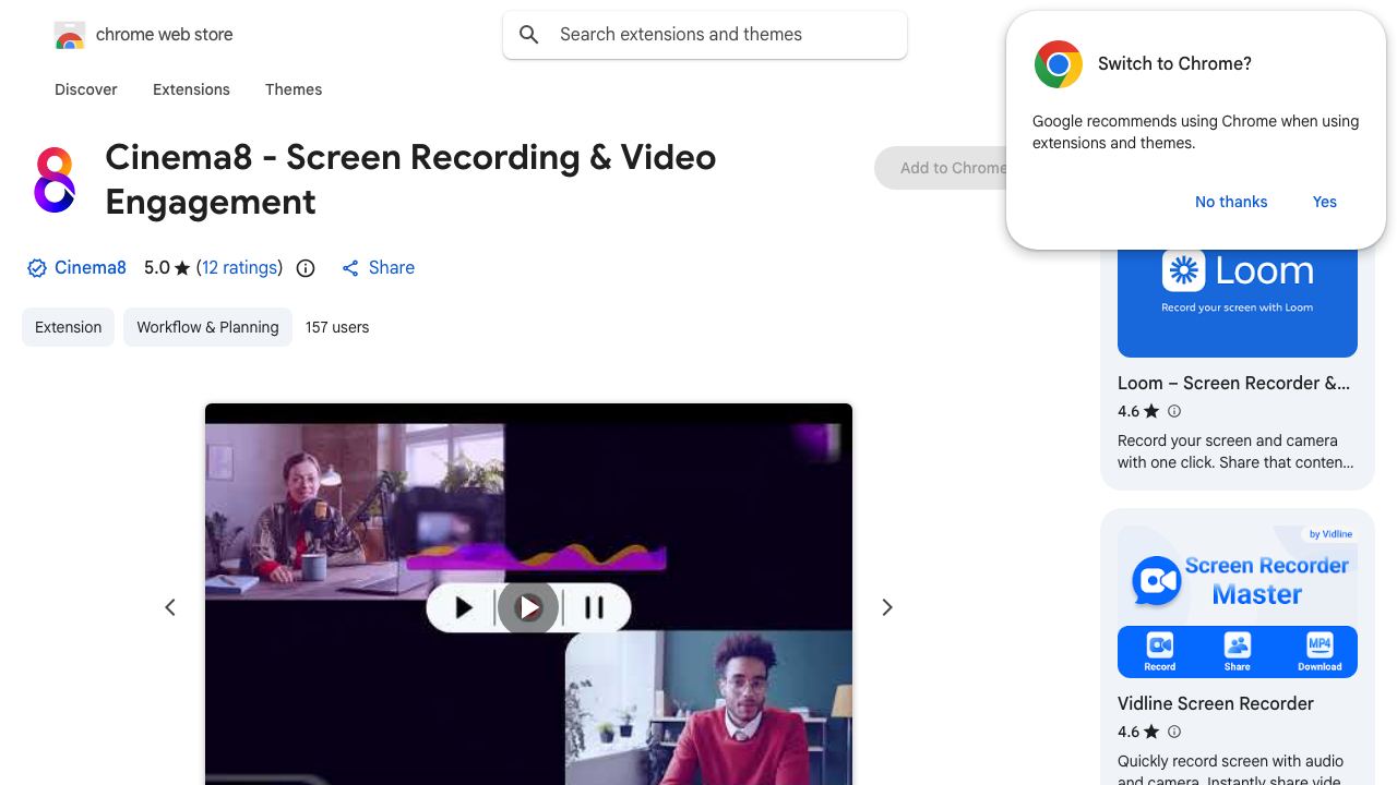 Cinema8 - Screen Recording & Video Engagement 网站截图