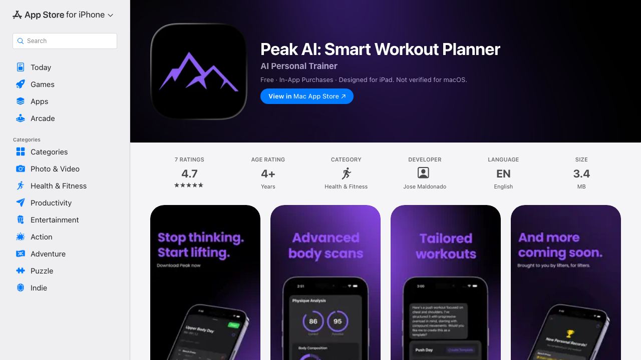 Peak AI: Your Intelligent Gym Partner 网站截图
