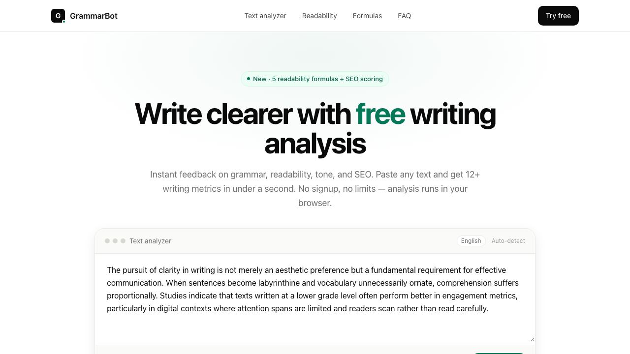 GrammarBot 网站截图