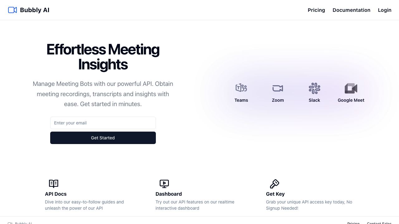 Bubbly Meeting Api 网站截图