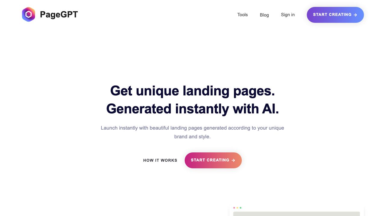 PageGPT website screenshot