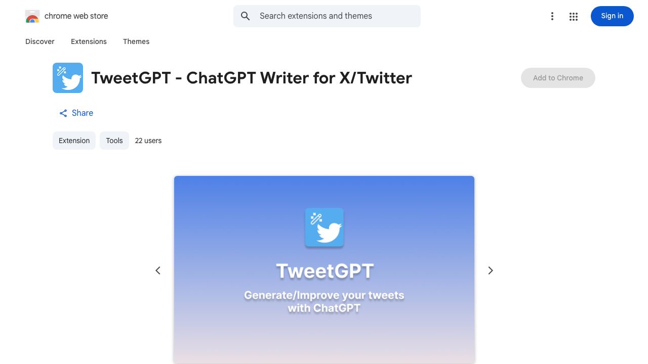 TweetGPT - ChatGPT Writer for X/Twitter 网站截图