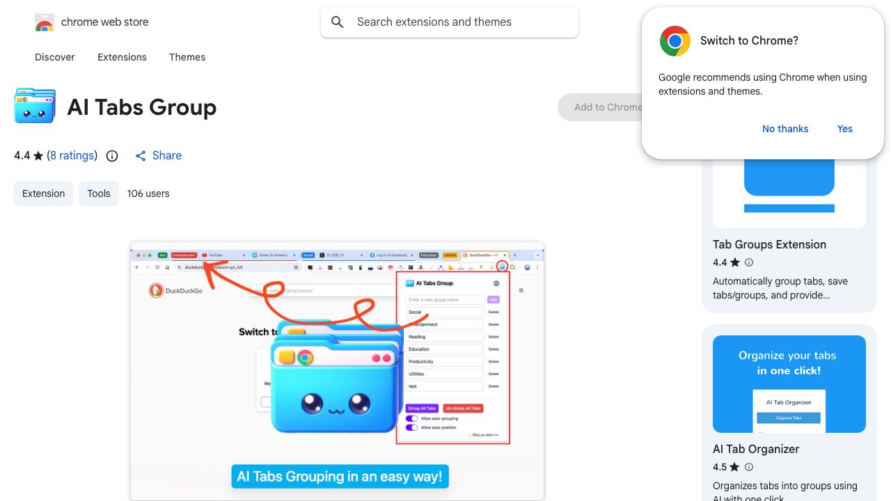 AI Tabs Group 网站截图