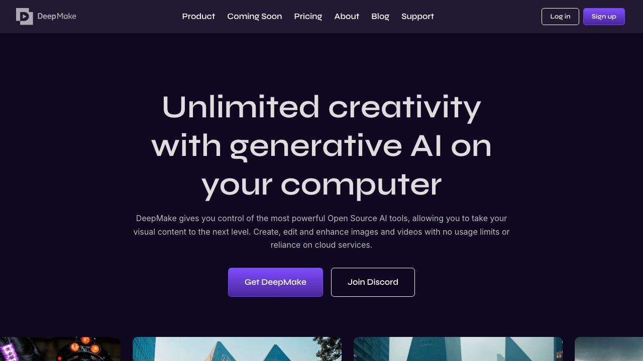 DeepMake website screenshot