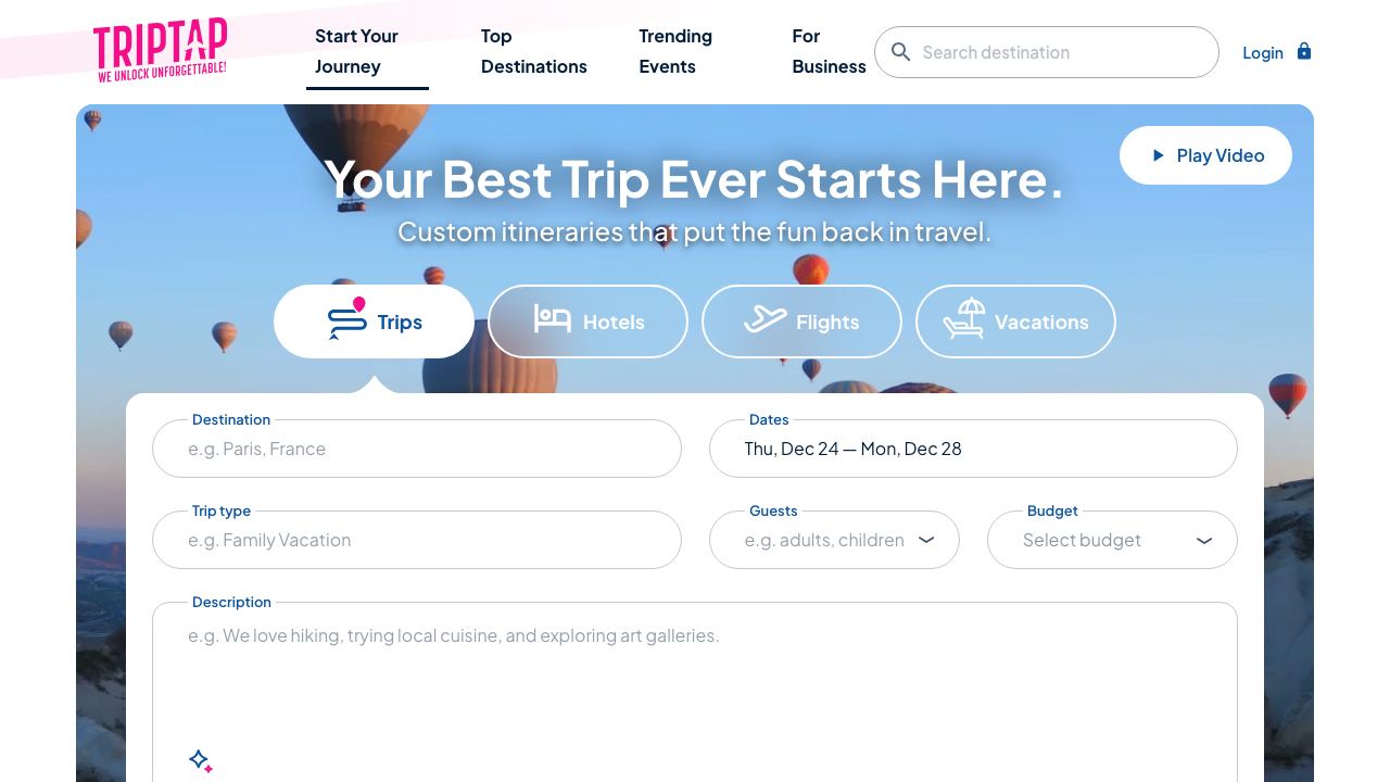 TripTap website screenshot