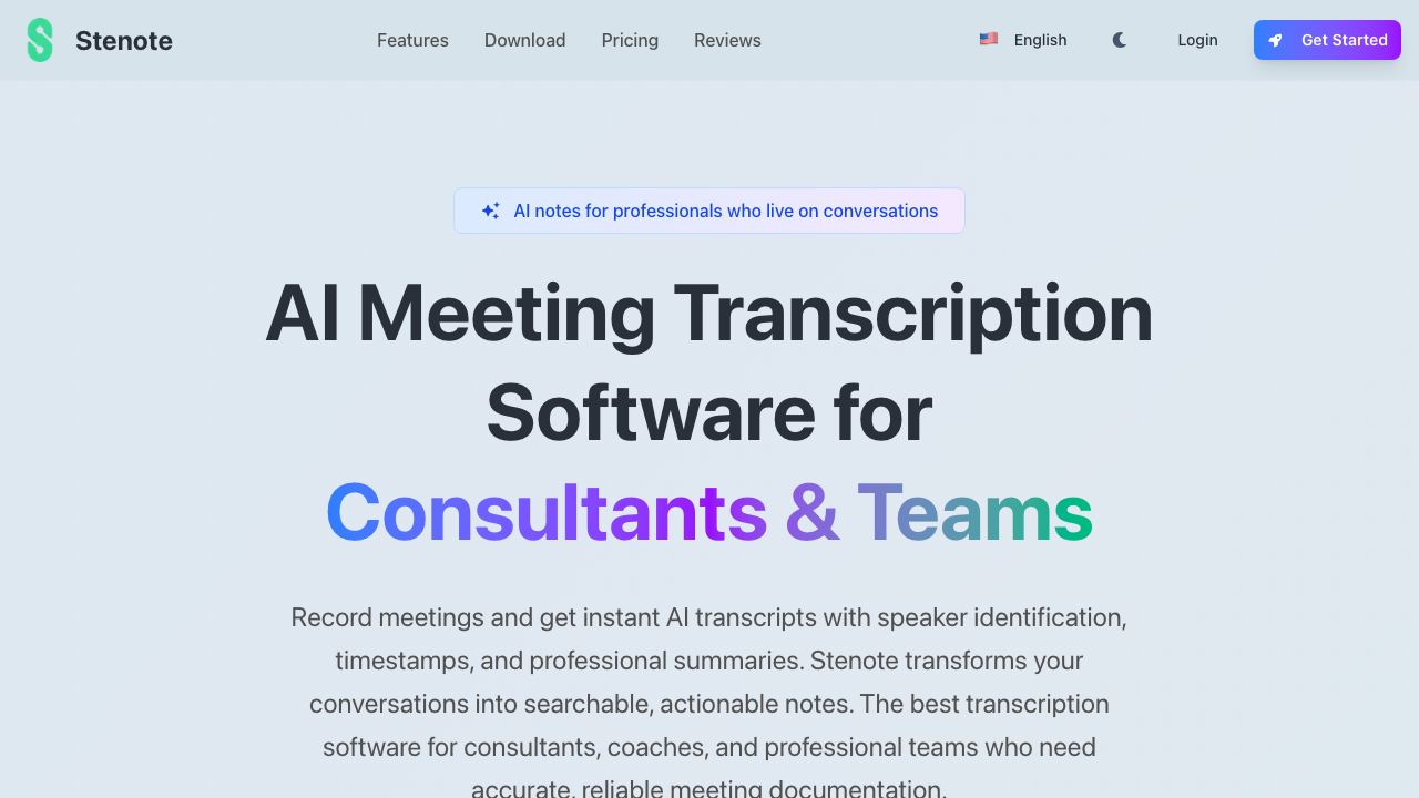 Stenote website screenshot