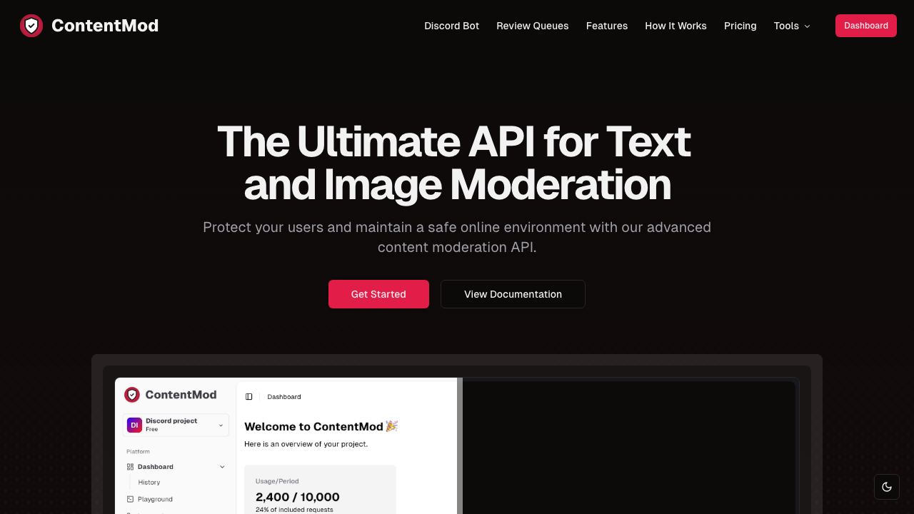 ContentMod website screenshot