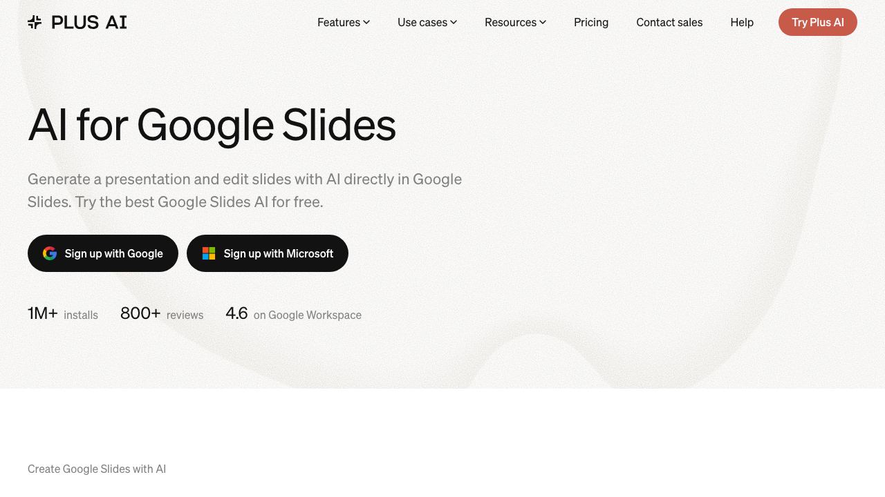 Plus AI for Google Slides 网站截图